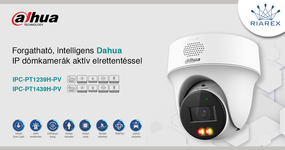 Forgatható, intelligens Dahua IP dómkamerák aktív elrettentéssel