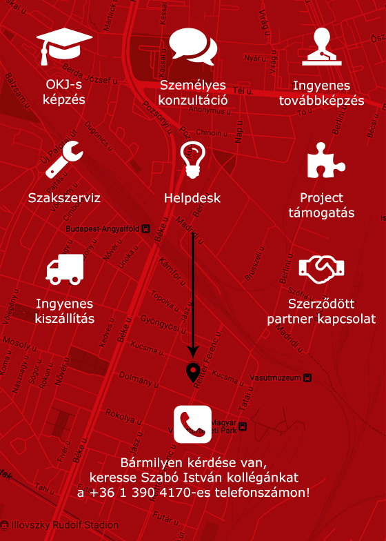 OKJ-s képzés | Személyes konzultáció | Ingyenes továbbképzés | Szakszerviz | Helpdesk | Project támogatás | Ingyenes kiszállítás | Szerződött partner kapcsolat